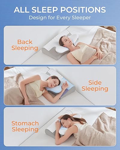 Miniatura 5 de Almohada cervical para dolor de cuello, almohada ergonómica ortopédica para dormir de lado, almohada cervical de espuma viscoelástica de contorno