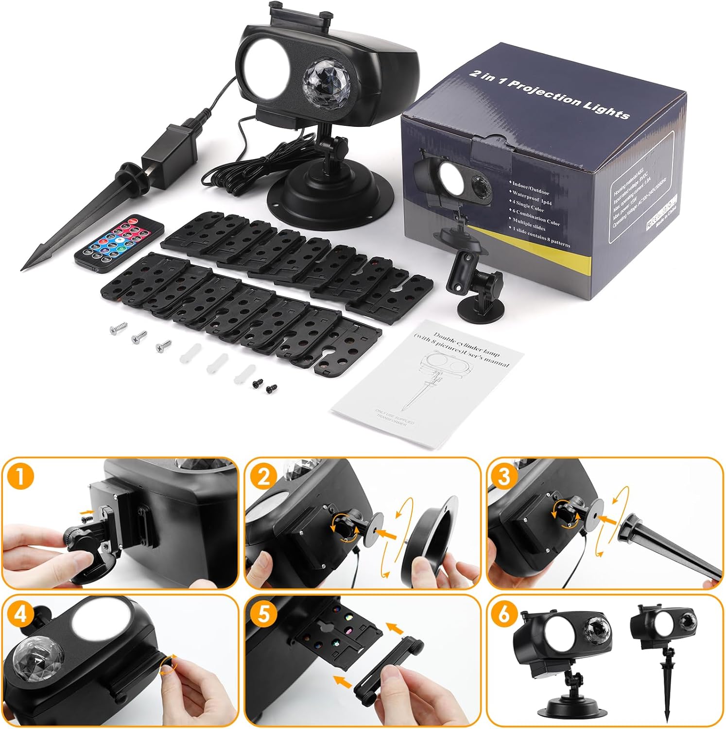 Halloween Christmas Projector Lights Outdoor, Brighter 14 HD Slides (3D Ocean Wave+Patterns) Waterproof Outdoor Indoor Holiday Projector Lights for Yard Garden Light Show Xmas Halloween Decorations