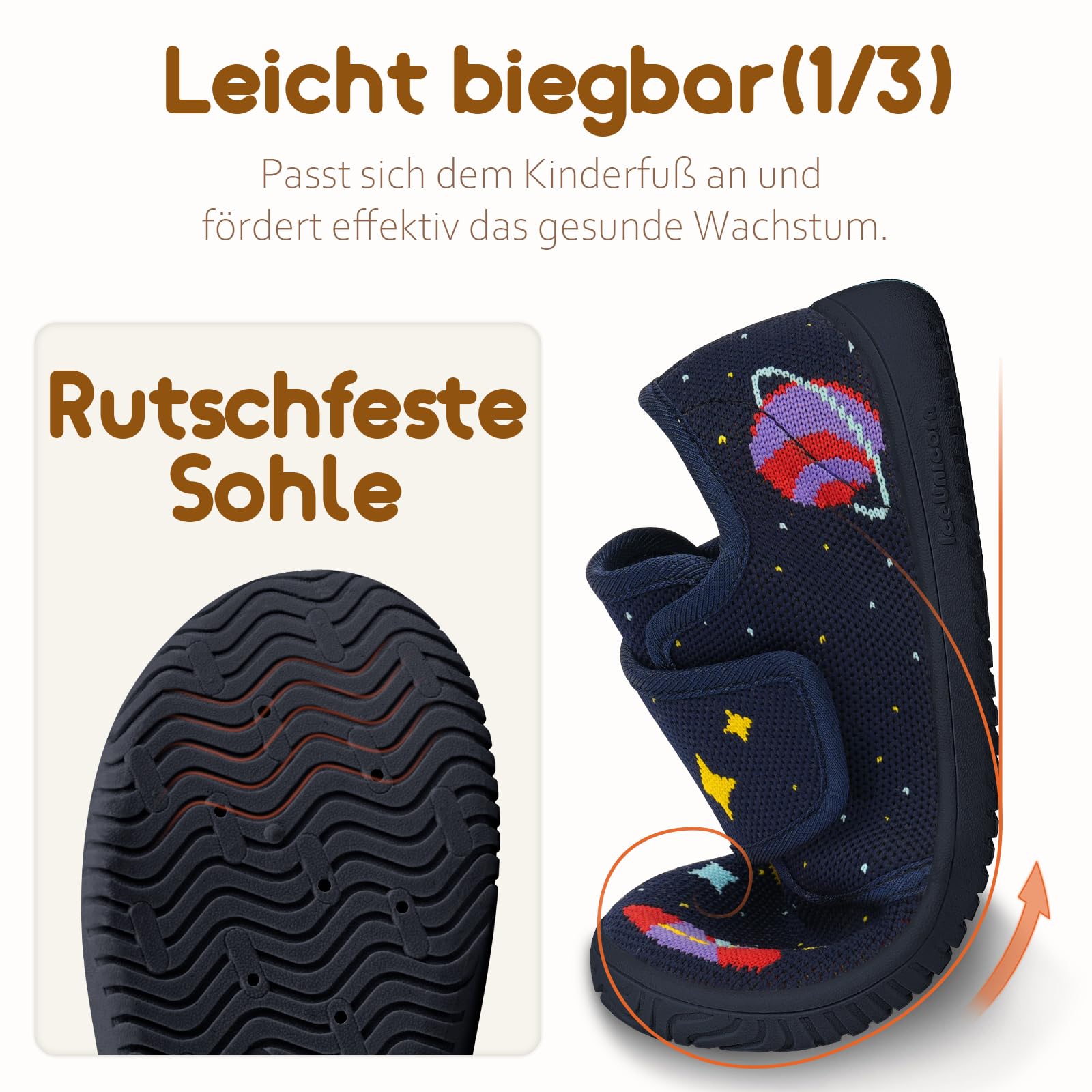 IceUnicorn Hausschuhe Kinder Jungen Atmungsaktiv Pantoffeln Mädchen Rutschfest Kindergartenschuhe Leicht Unisex Slippers