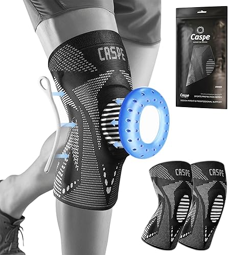 Miniatura 12 de Caspe 1 paquete de rodillera de compresión para mujeres y hombres – Soporte de alivio del dolor con almohadillas de gel para rótula