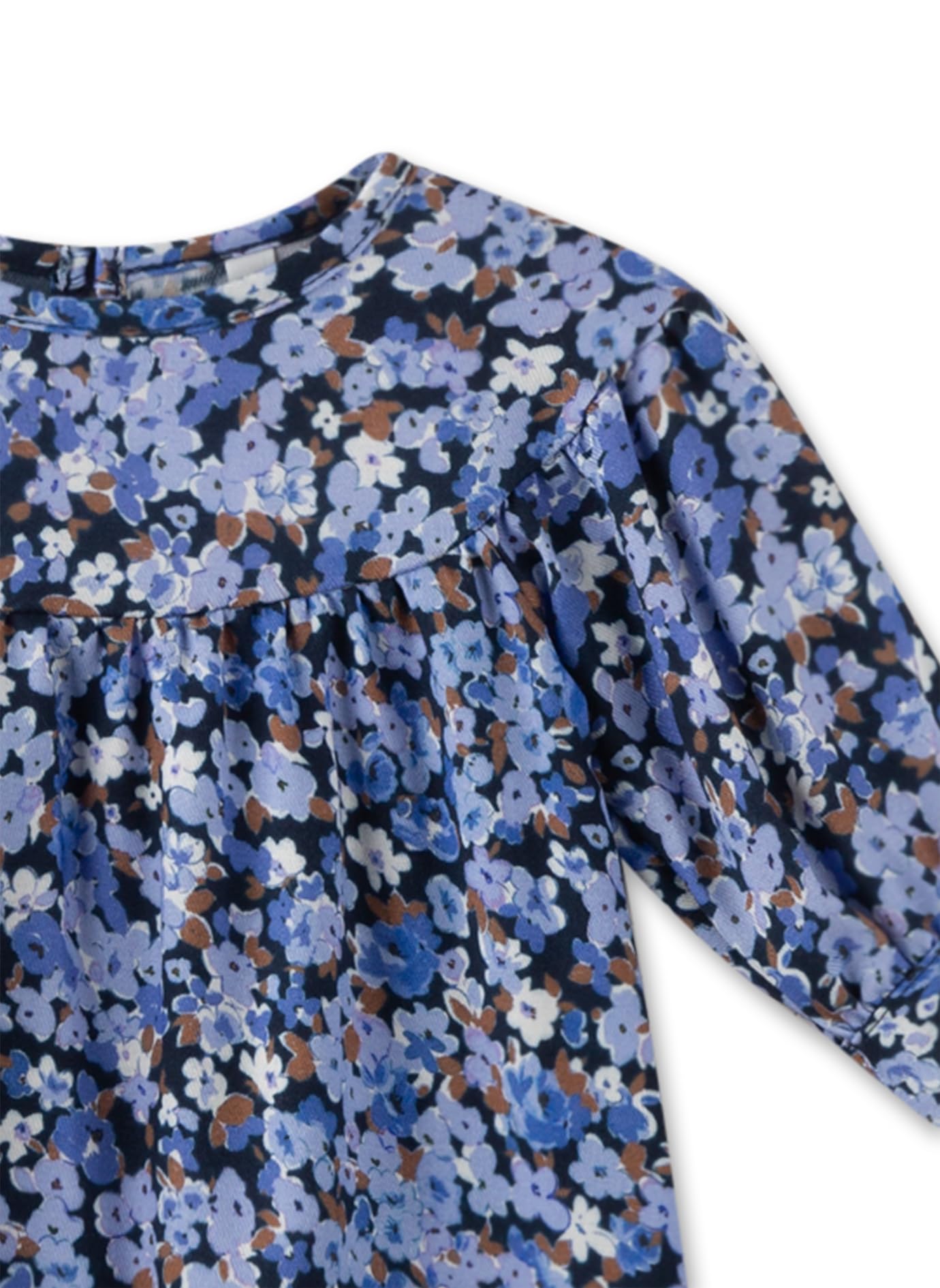 Sanetta Baby-Mädchen Blau | Hochwertiges und gemütliches Viskose Langarm Kleid mit Volants und Mille Fleur-Allover | Kinder Bekleidung