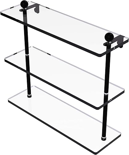 Miniatura 2 de Allied Brass PR-522 - Estante de cristal de triple nivel de 22 pulgadas, bronce cepillado