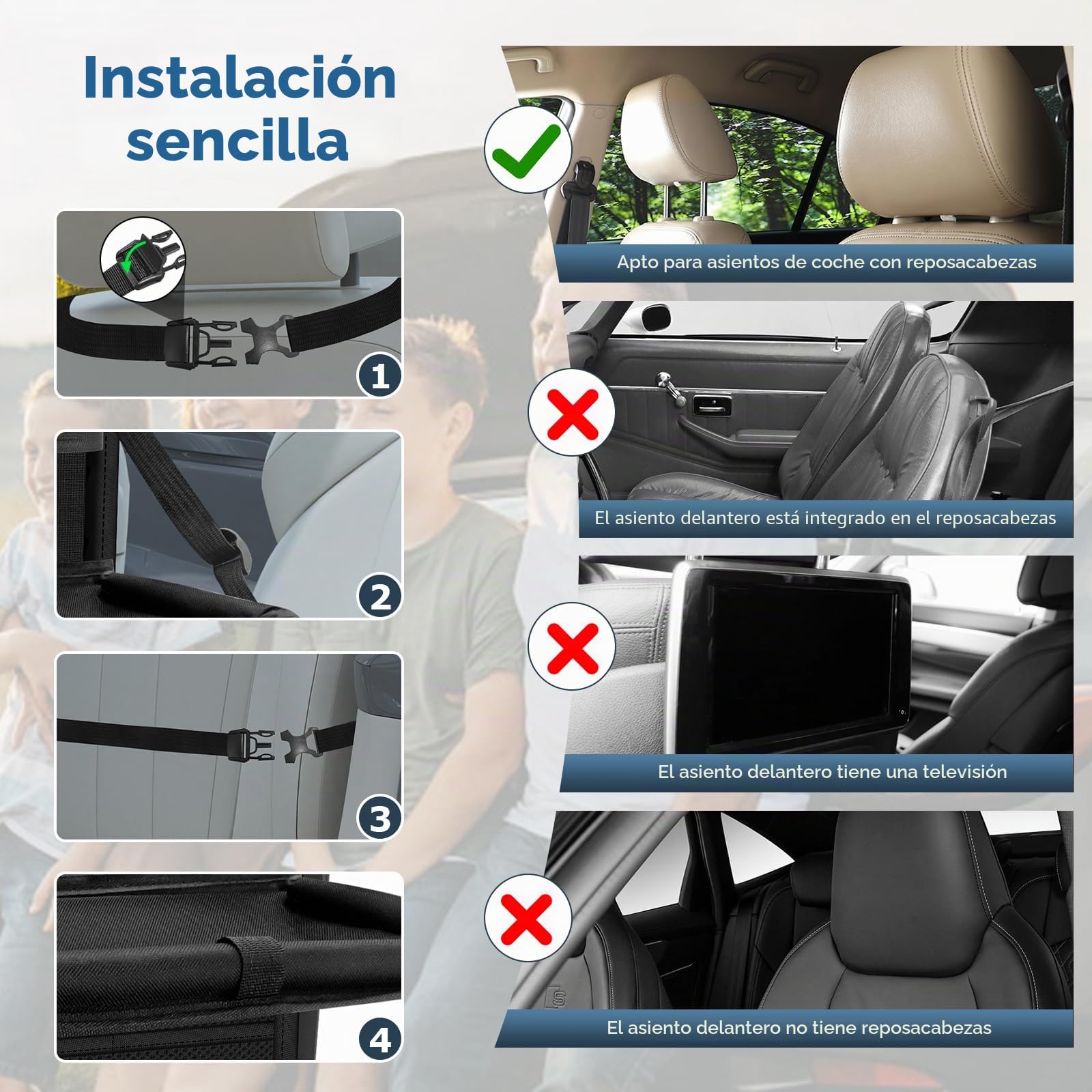 Organizador de asiento de coche, organizador de asiento de coche, protección para respaldo grande, para niños, multifuncional, resistente al agua, organizador de asiento trasero con mesa