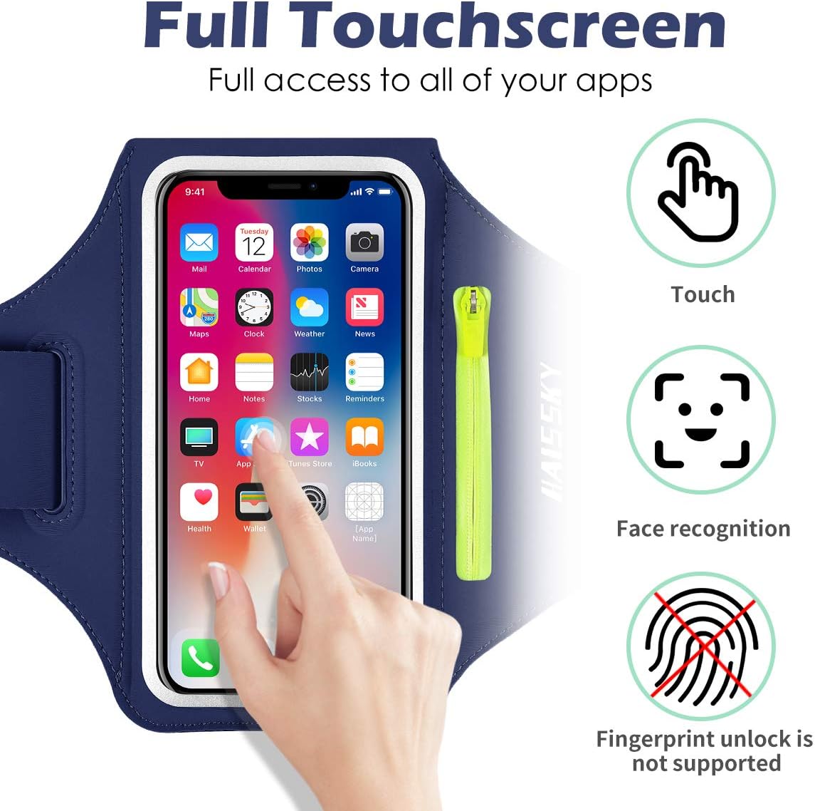 Cell Phone Armband with Airpods Bag Running Armband for iPhone 11 Pro Max/XR 8 Plus/7 Plus, Galaxy S20+/S10/S9, Sweat Resistant Sports Phone Holder with Key Holder and Card Slot, Up to 6.7 inches : Cell Phones & Accessories