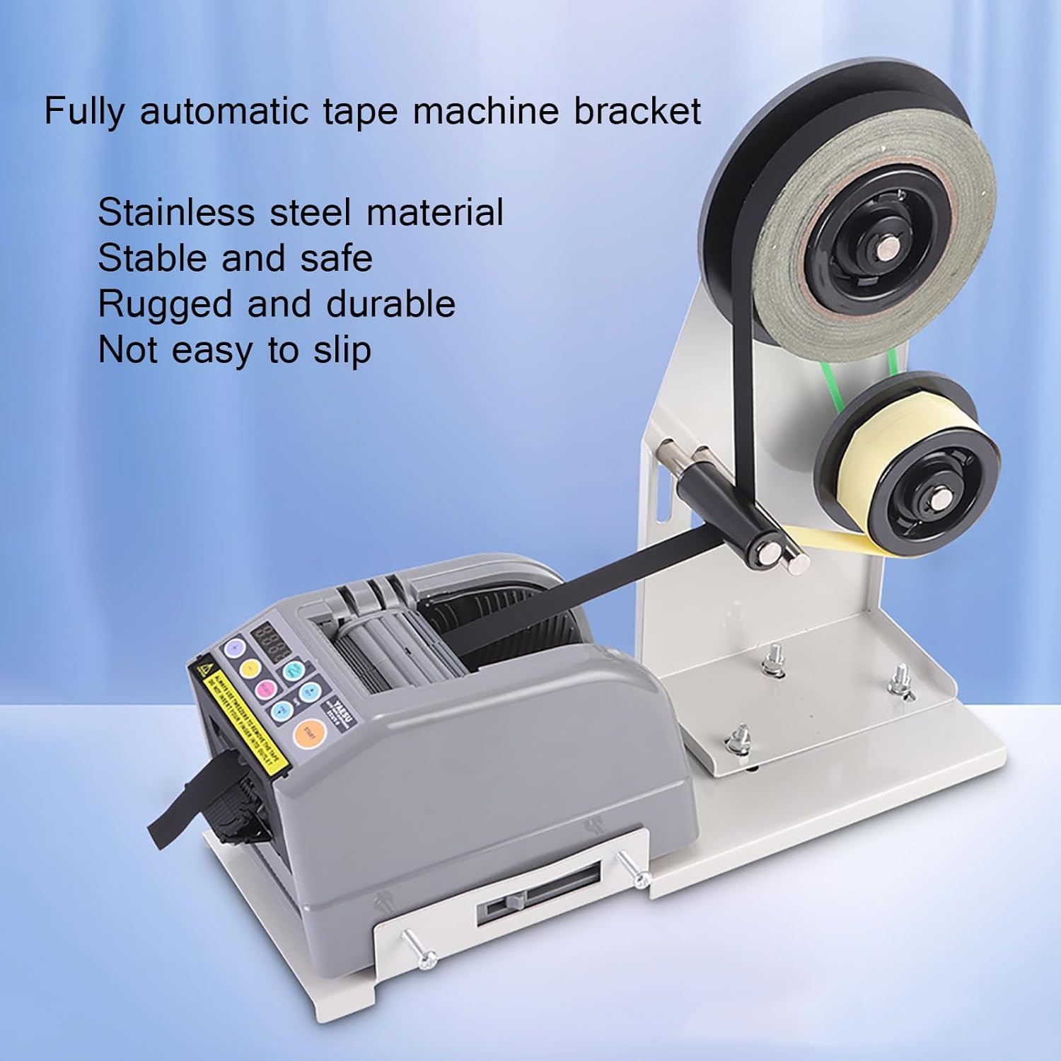 Dispenser automatico di nastro con staffa antiscivolo, erogazione e taglio simultanei, per larghezza nastro 6-60 mm e lunghezza massima di taglio 999 mm