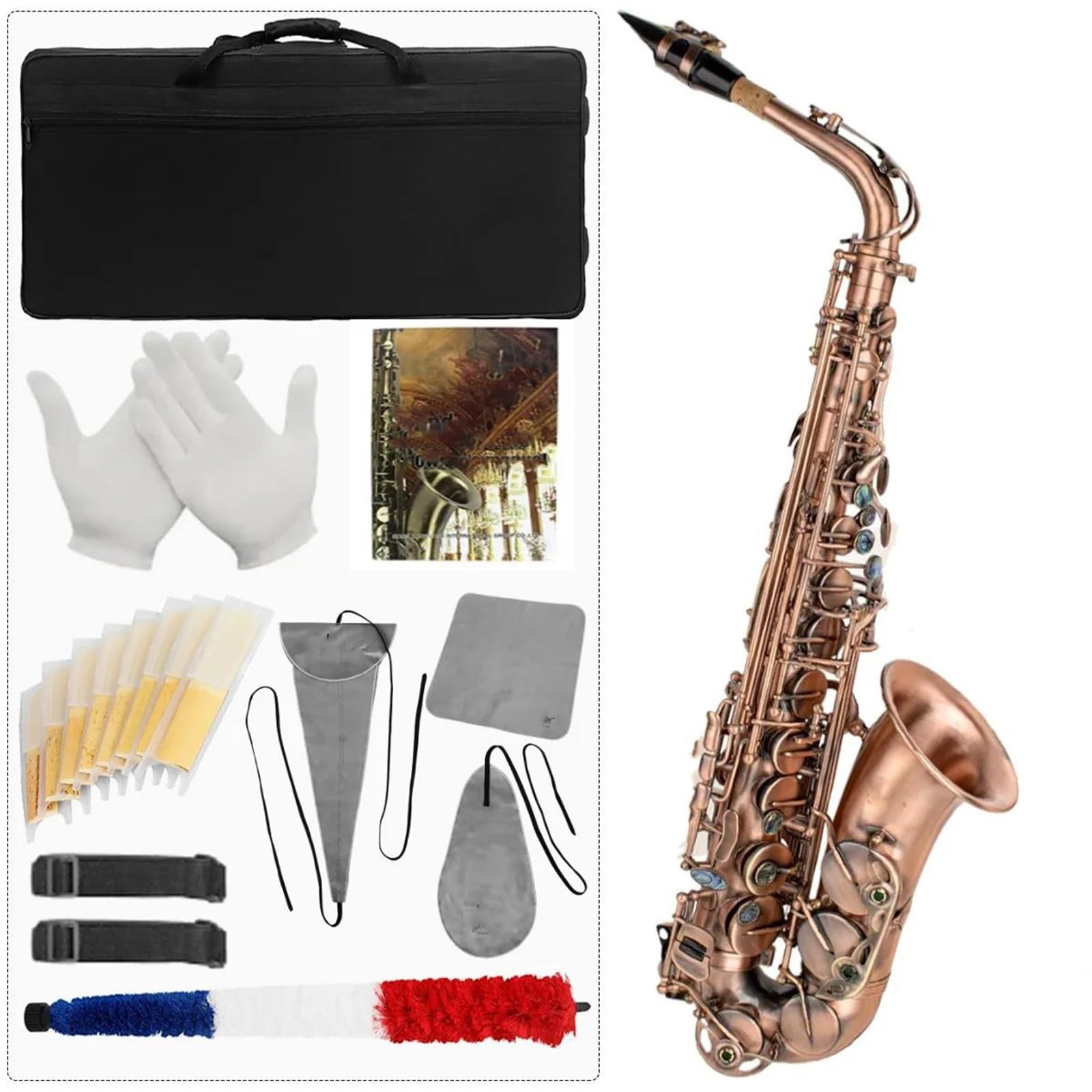 Zestaw saksofonu altowego Antique Key Profesjonalny instrument dęty blaszany w tonacji Es dur dla początkujących dorosłych Saksofon