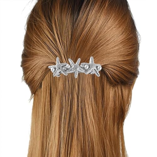 Miniatura 4 de 4 pasadores de pelo de estrella de mar para mujeres y niñas, pinzas para el cabello con perlas de resorte, accesorios para mujer, soportes de cola