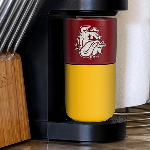 Miniatura 369 de Rico Industries NCAA Miami of Ohio Redhawks - Vaso de cerámica de 16 onzas con agarre de silicona, grabado láser profundo, diseño de color negro