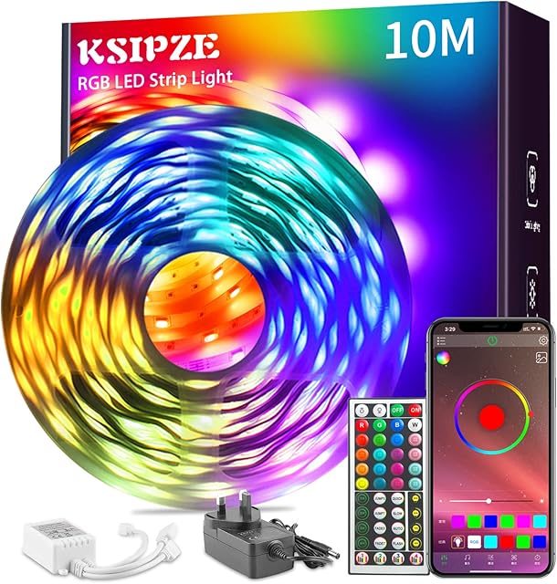 KSIPZE Led Strip Lights RGB Color-Changing Led Lights with Remote Control (10M)