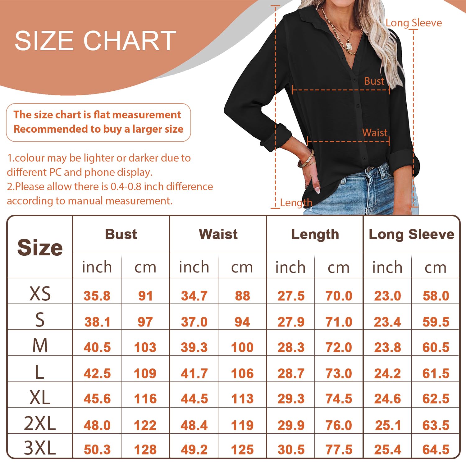 Diosun Camisas de manga larga y corta con cuello en V y botones para mujer, para oficina, casual, negocios, blusas lisas