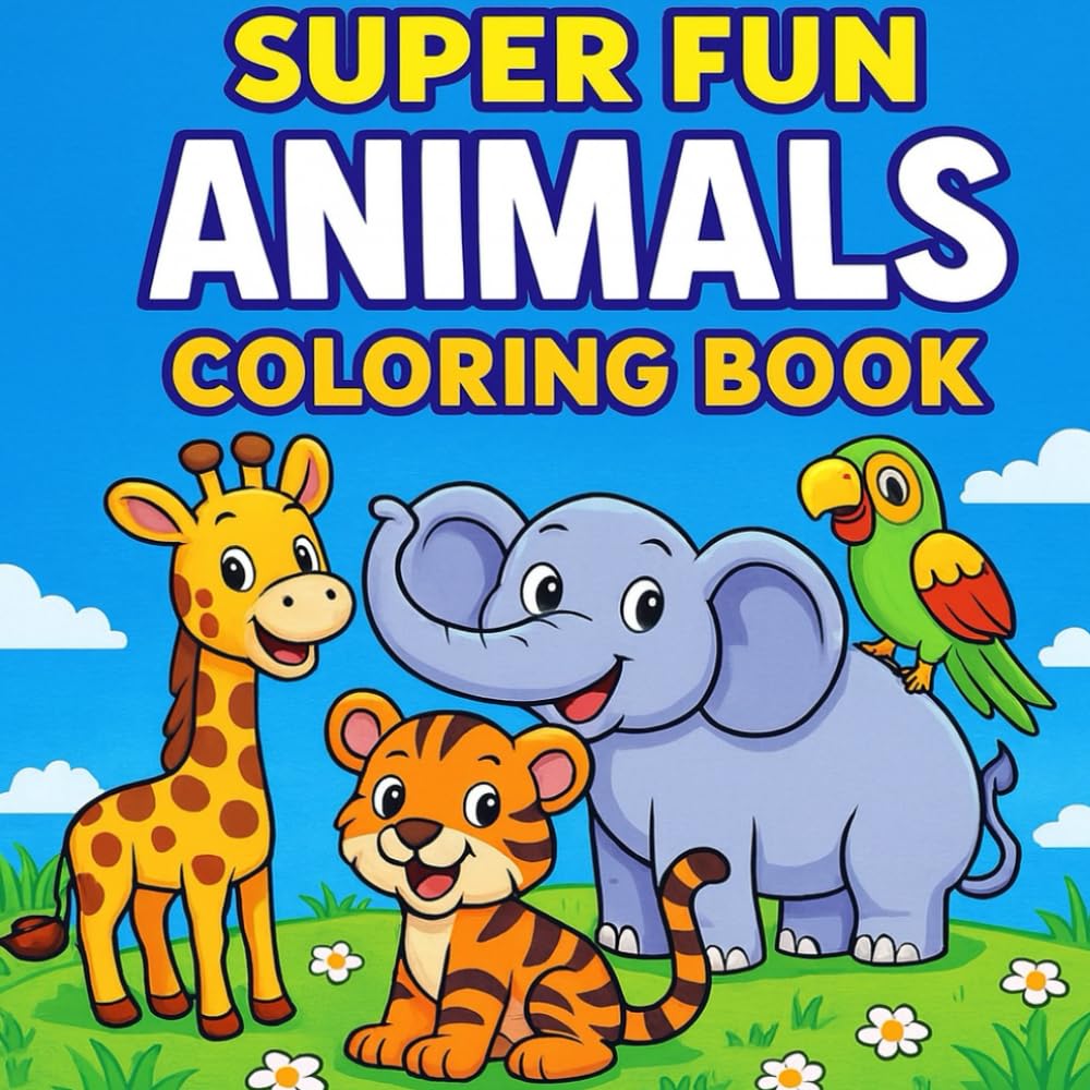 Super Fun Animals Coloring Book: Cute Animal Coloring Pages with Fun Facts for Kids Ages 3–8