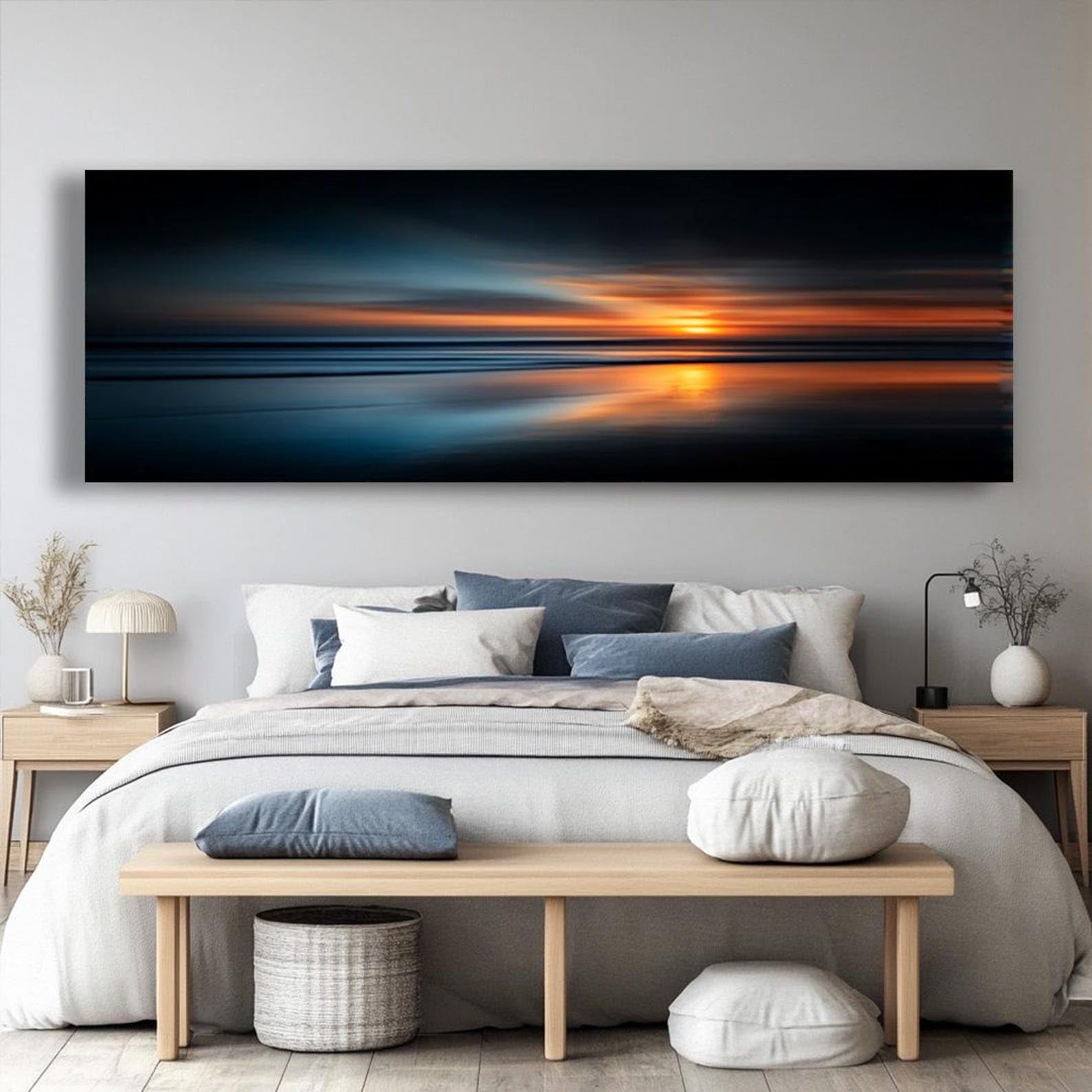 XBTYKPB Narrow Horizontal Nature Mountain Canvas Print, Abstract Modern Art, Wide Nature Wall Art for Office, Rooms Halls Decor(45x135cm/Frameless)
