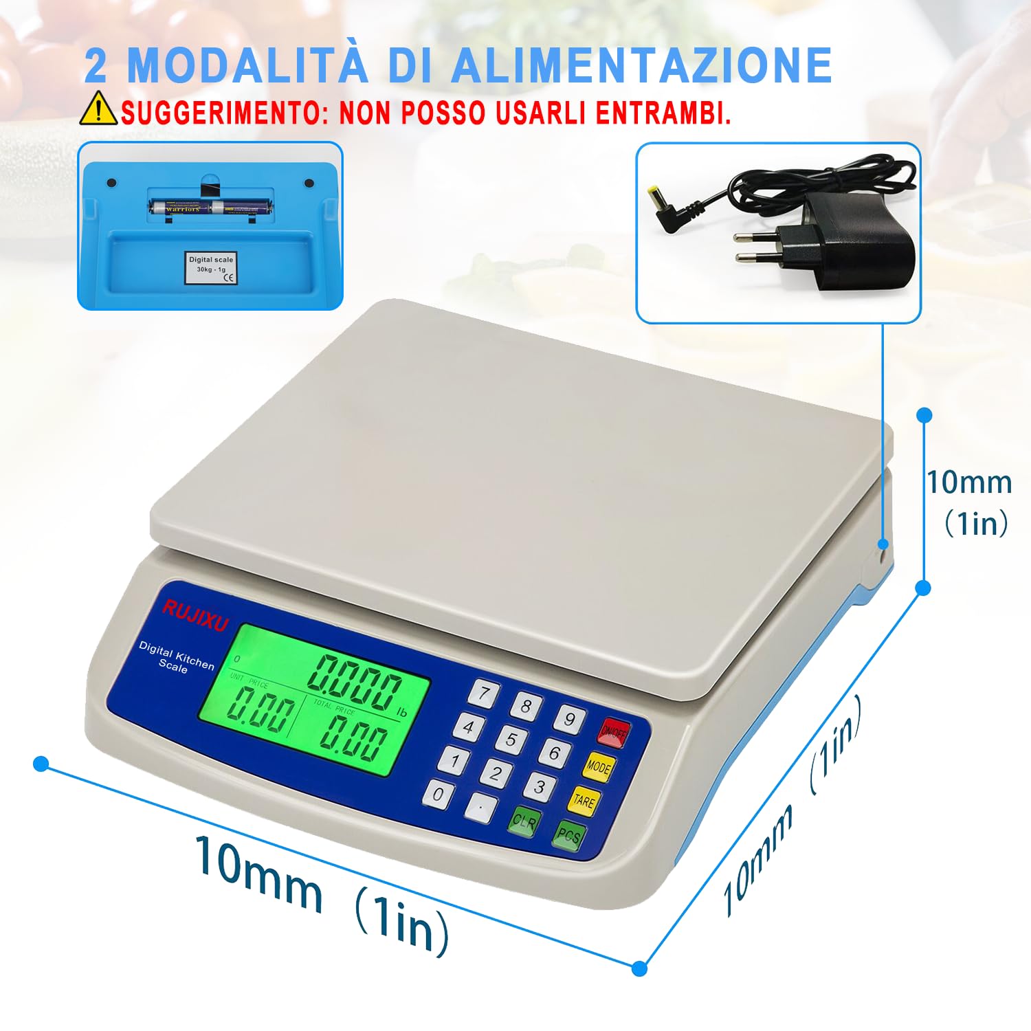 Bilancia digitale da cucina 30kg Bilancia da Cucina Elettronica Precisione con Funzione PCS Tare Plastica ABS Display LCD Peso Cucina bilance Fatturazione professionali
