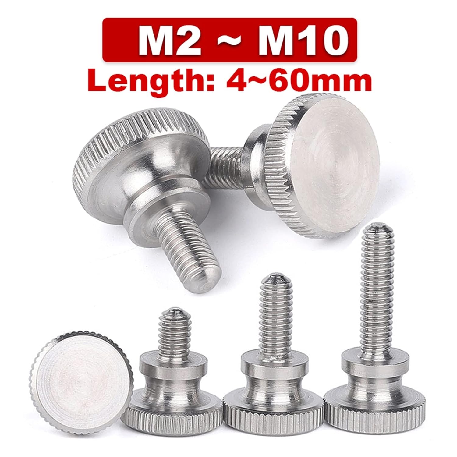 304 Stainless Steel Thumb Curtain Wall Glass Lock Screw Hand Knurl Step High Head Hand Tighten Adjust Screw GB834 M2 M2.5 M3~M10(L 8mm,M6 (2Pcs))