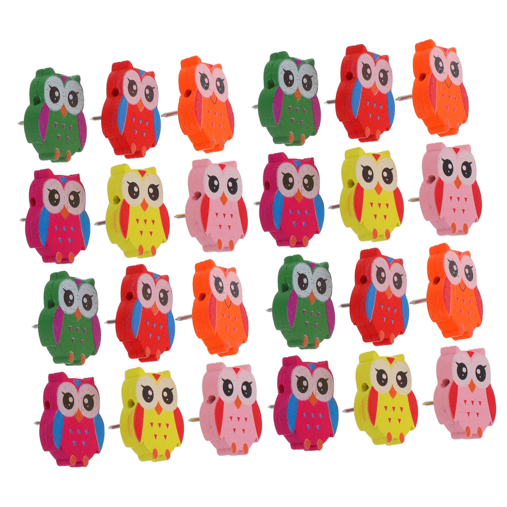 DOITOOL Alfiler De Búho Lindos Suministros De Oficina Lindos Alfileres De Animales Suministros De Oficina Rosa Chinchetas para Mapa Alfileres Decorativos De Madera 30 Piezas*4