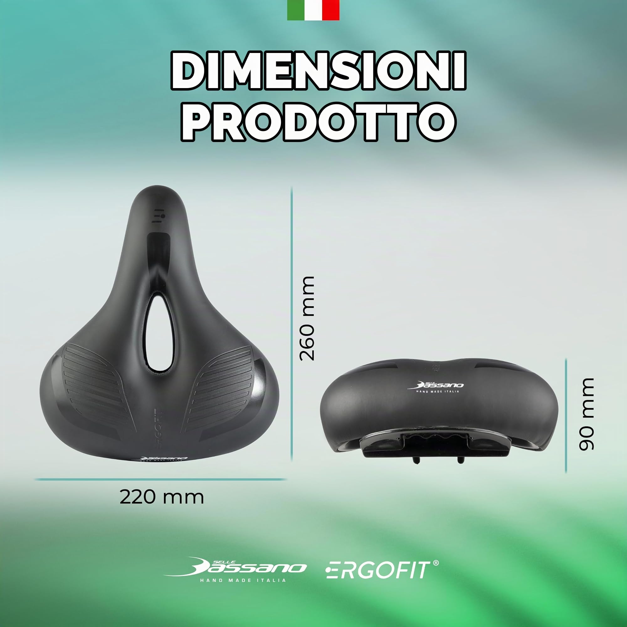 Selle Bassano - Viale Ergofit City XXL, Sella per Bicicletta con Tecnologia Ergofit, Comoda ed Ergonomica, Made in Italy