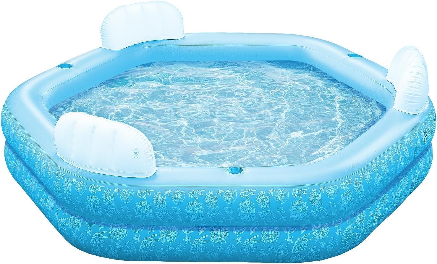 Inflatable Swimming Pools with Pump, Oversized 85" x 85" x 23" Thickened Blow up Kiddie Pool for Kids & Adults, Above Ground Swimming Pool for Outdoor, Garden, Backyard, Water Party -Printed