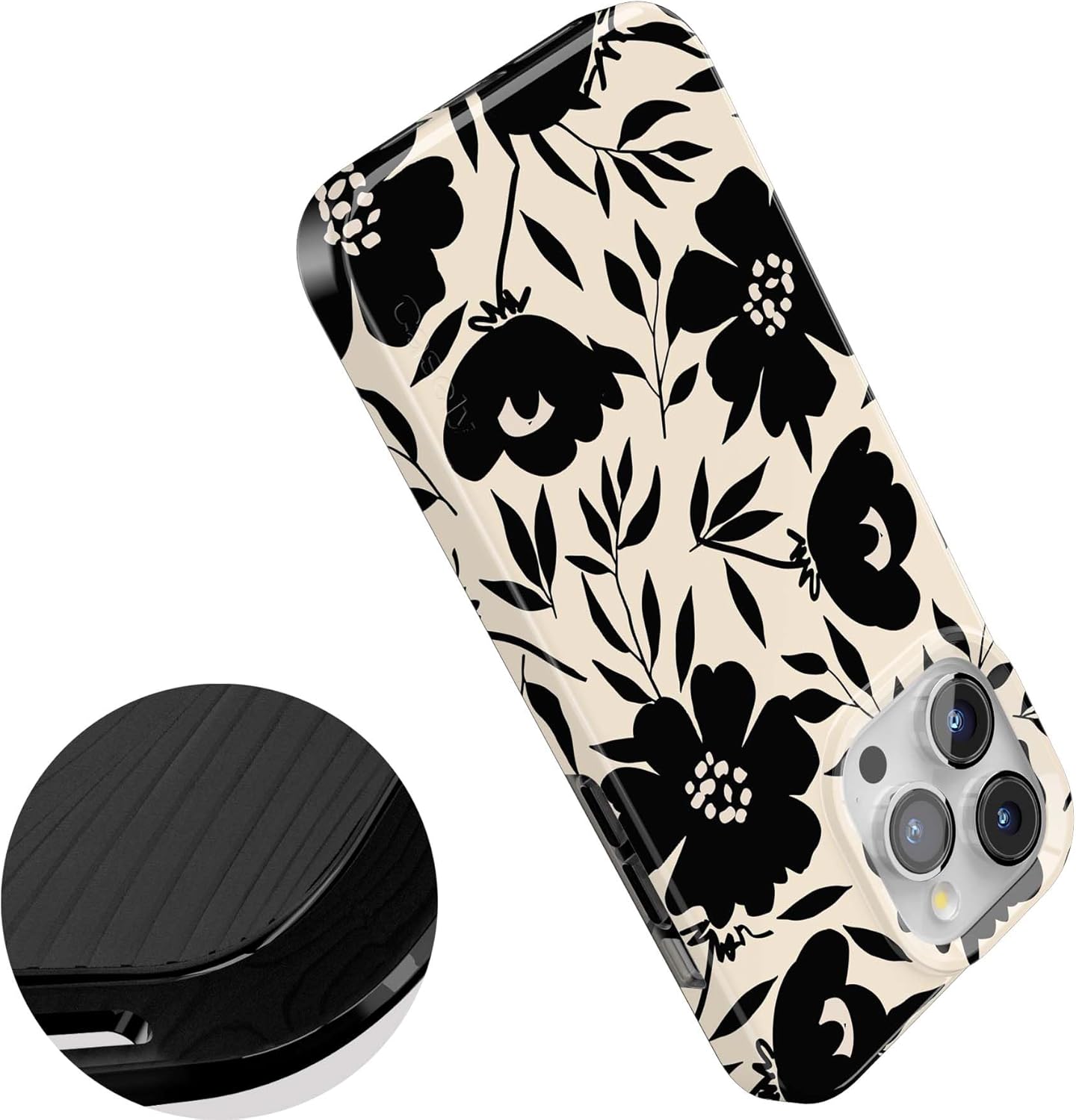 Casely iPhone 13 Pro Case | Dark Fantasy | Contrast Floral | Compatible with MagSafe | Classic Ultra Slim Design