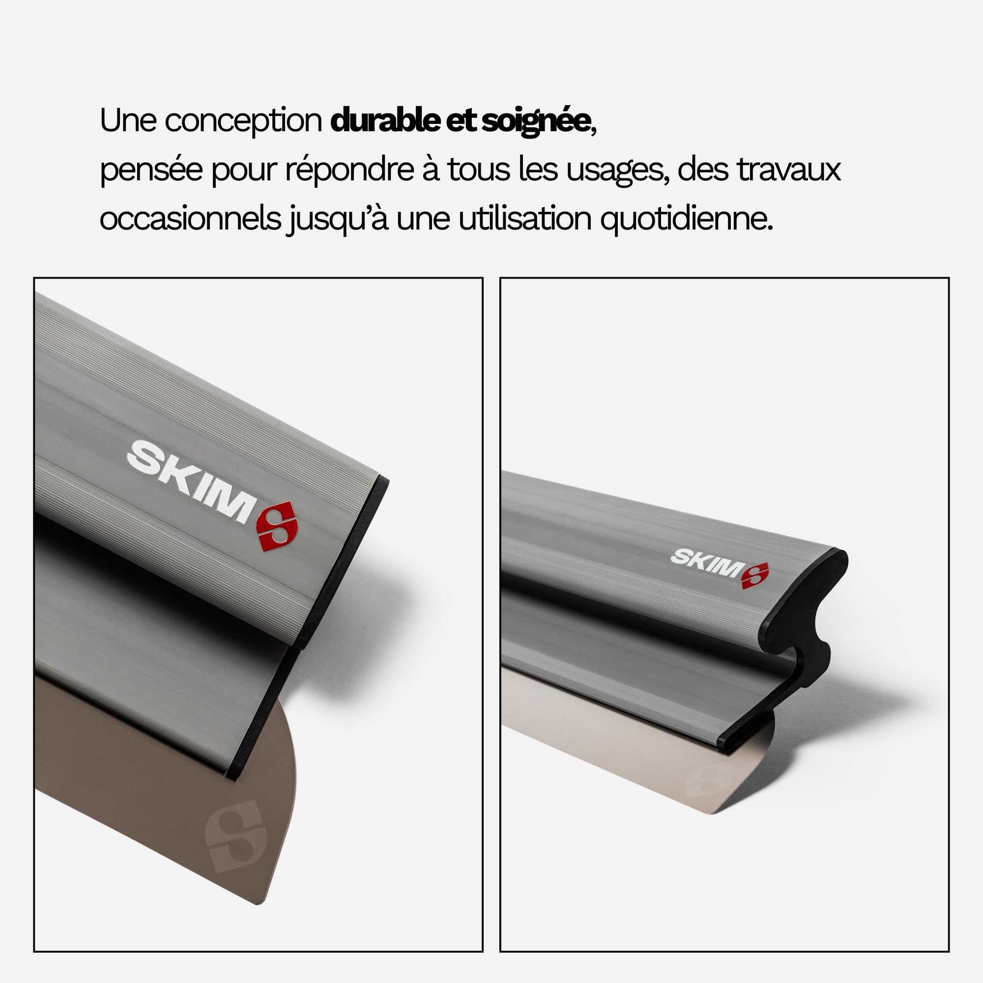 SKIM – Lame à enduire inox | Finition parfaite & glisse fluide | Outil pro pour enduits, lissage, rebouchage | Manche ergonomique (35 CM)