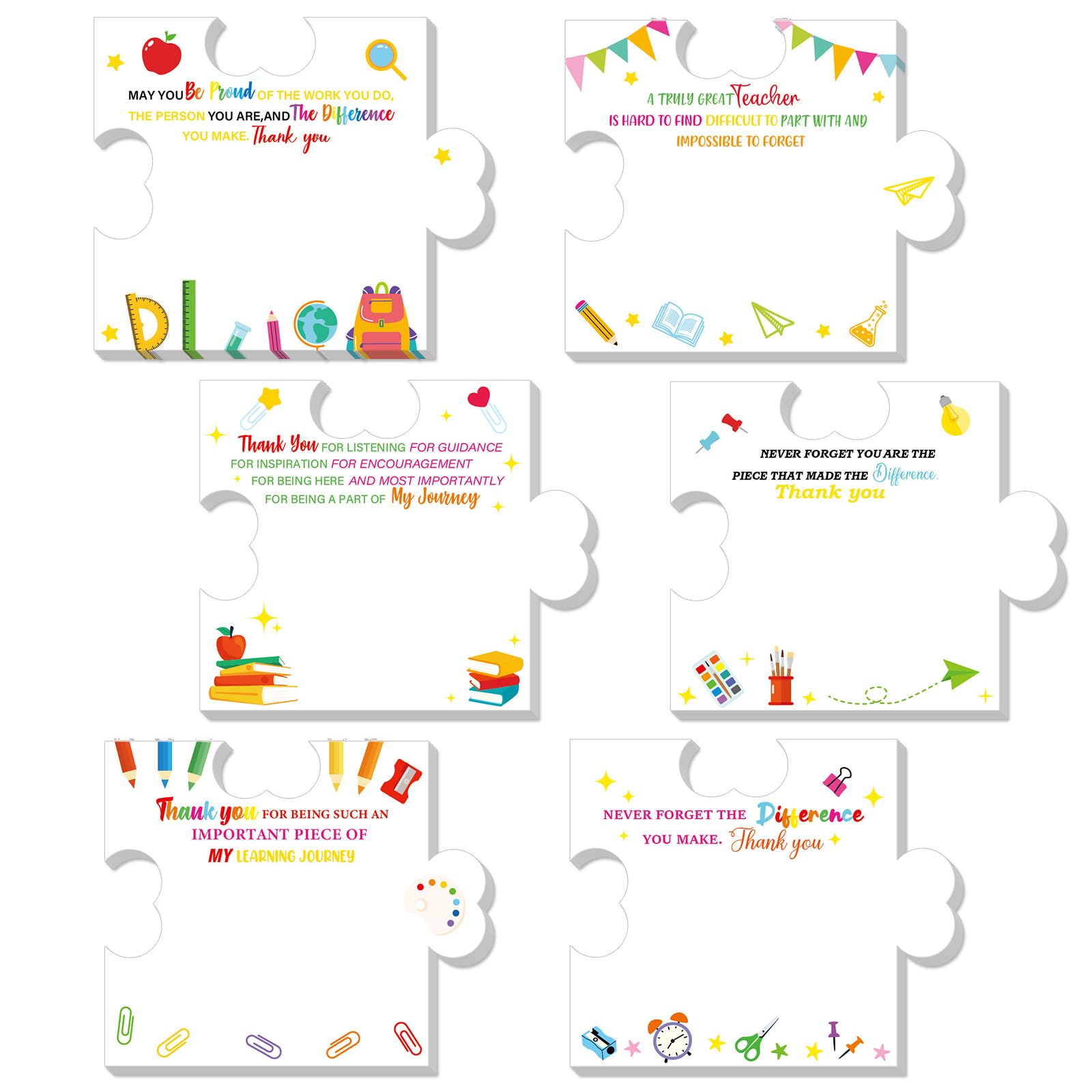 Yinder 24 Pads Puzzle Sticky Notes Teacher Appreciation Thank You Gifts