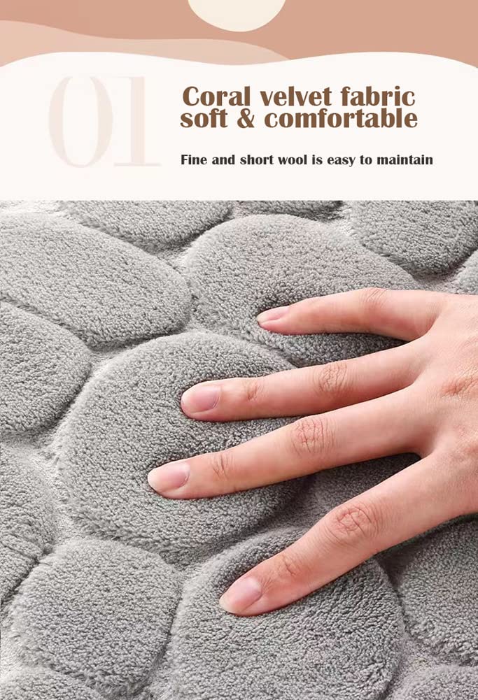 Tappetino da bagno Tappeti morbidi in velluto accogliente Tappeto doccia assorbente d'acqua antiscivolo spesso lavabile(Black,50X80X1.5CM)