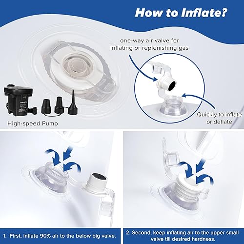 Miniatura 6 de Cama inflable de viaje para niños pequeños, colchón de aire para niños con cabecero, colchón de aire reversible de 2 colores para niños, cama