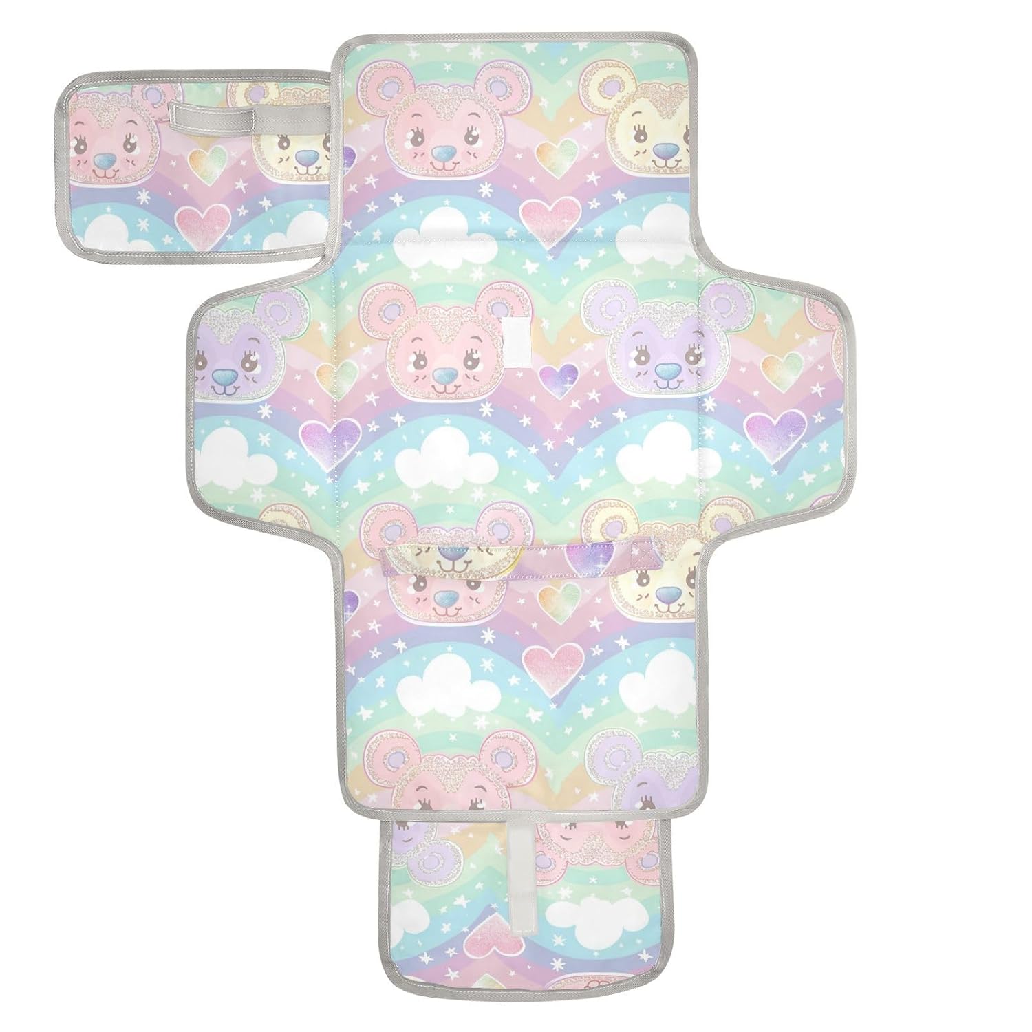 Cartoon Cute Color Bear Reusable Changing pad Baby with Tissue Pocket Baby Portable Changing pad with Built-in Pillow cambiadores de pa?ales para Bebes