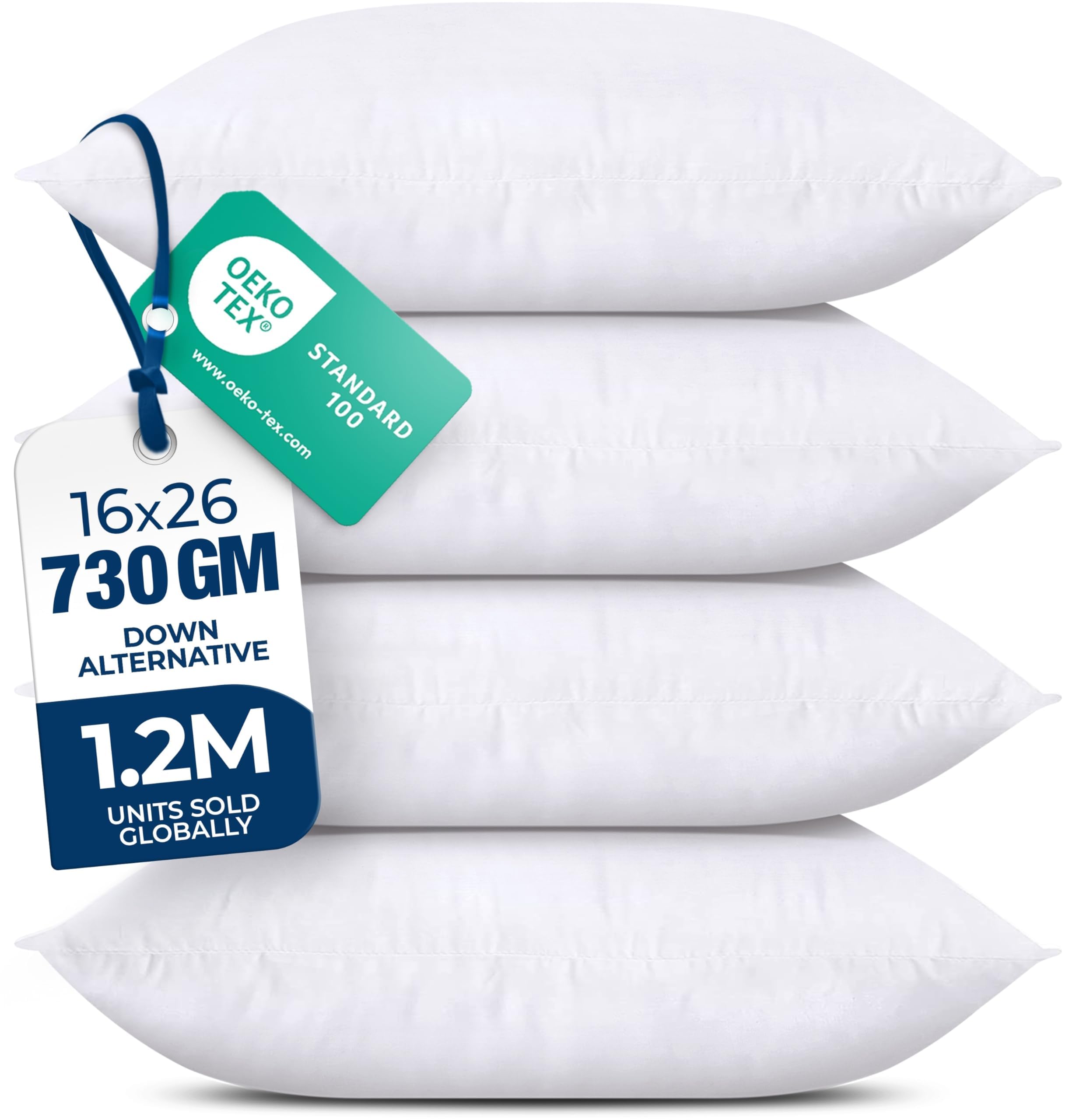 Utopia Bedding Throw Pillows, Decorative 16x26 Pillow Inserts, Set of 4 | Down alternative pillow insert with plush fluffy fill for beds sofas couches and chairs. Suitable for indoor outdoor use. 16x26 Inch 4