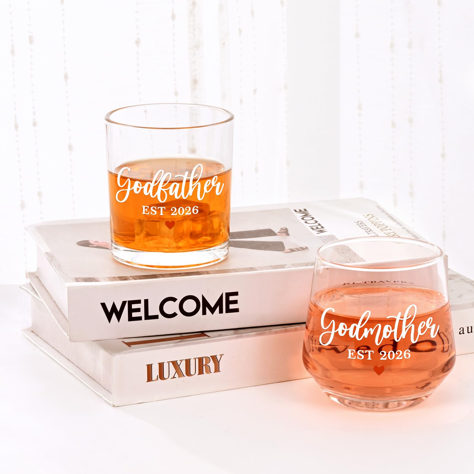 Futtumy Godparents Proposal Gift, Godfather Godmother EST 2026 Whiskey Wine Glasses for Birthday Christmas Mothers Day Fathers Day, Godmother Proposal Gift, Baptism Gifts for Godparents from Godchild