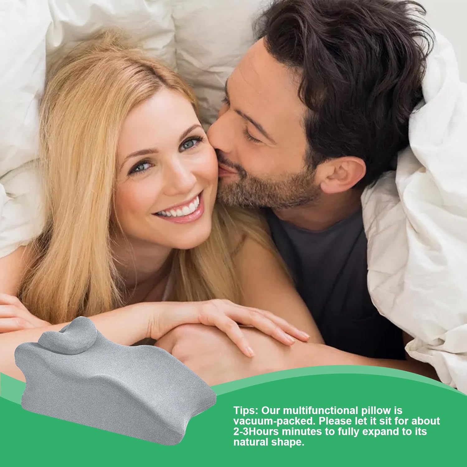 Widened Adult Intimacy Position Pillow for Couples, Sex Butt Cushion with Removable Small Support Pillow, Memory Foam for Sitting or Lying, Ideal for Home Use -Light Gray