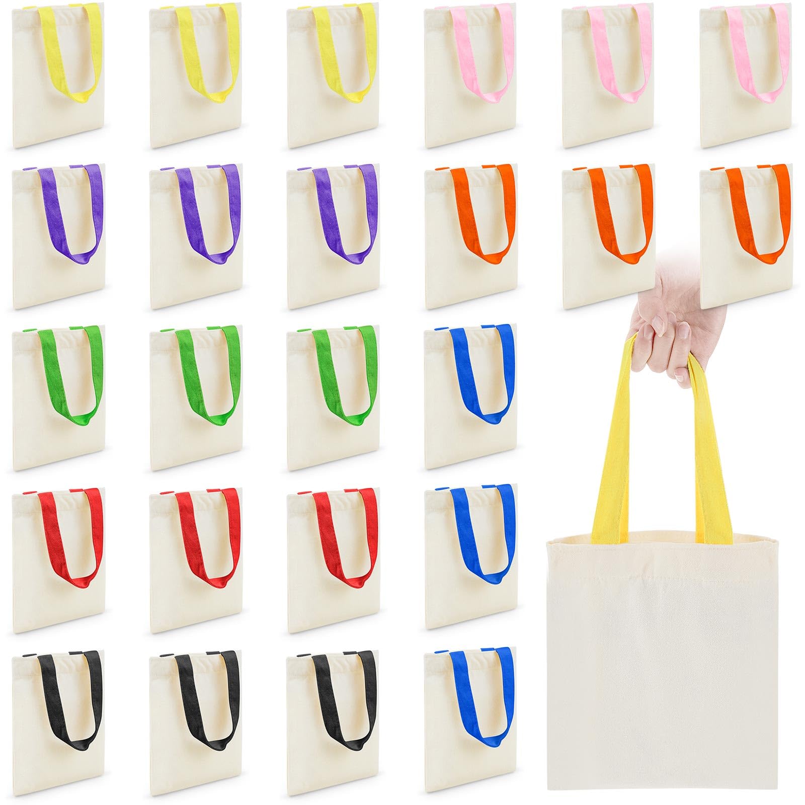 Amylove 24 Pcs Mini Tote Bag Sublimation Blank Canvas Tote Bags Reusable for Grocery Shopping, DIY, Easter Party Favor Gift Bags (8 x 10 Inch,Natural