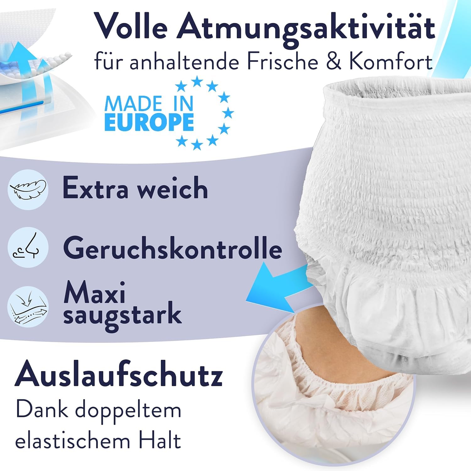 Harmony Care ® Premium Pants MAXI saugstarke Windeln für Erwachsene – diskrete Inkontinenz Pants für Männer und Frauen - extra auslaufsichere Erwachsenen Windel, Gr.M - 8 Stück