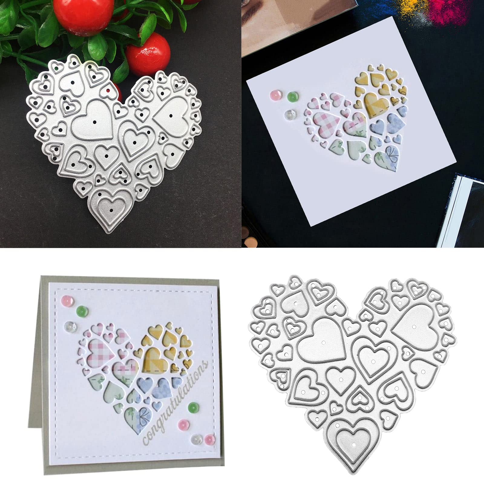 Set di fustelle in metallo a forma di cuore, per scrapbooking