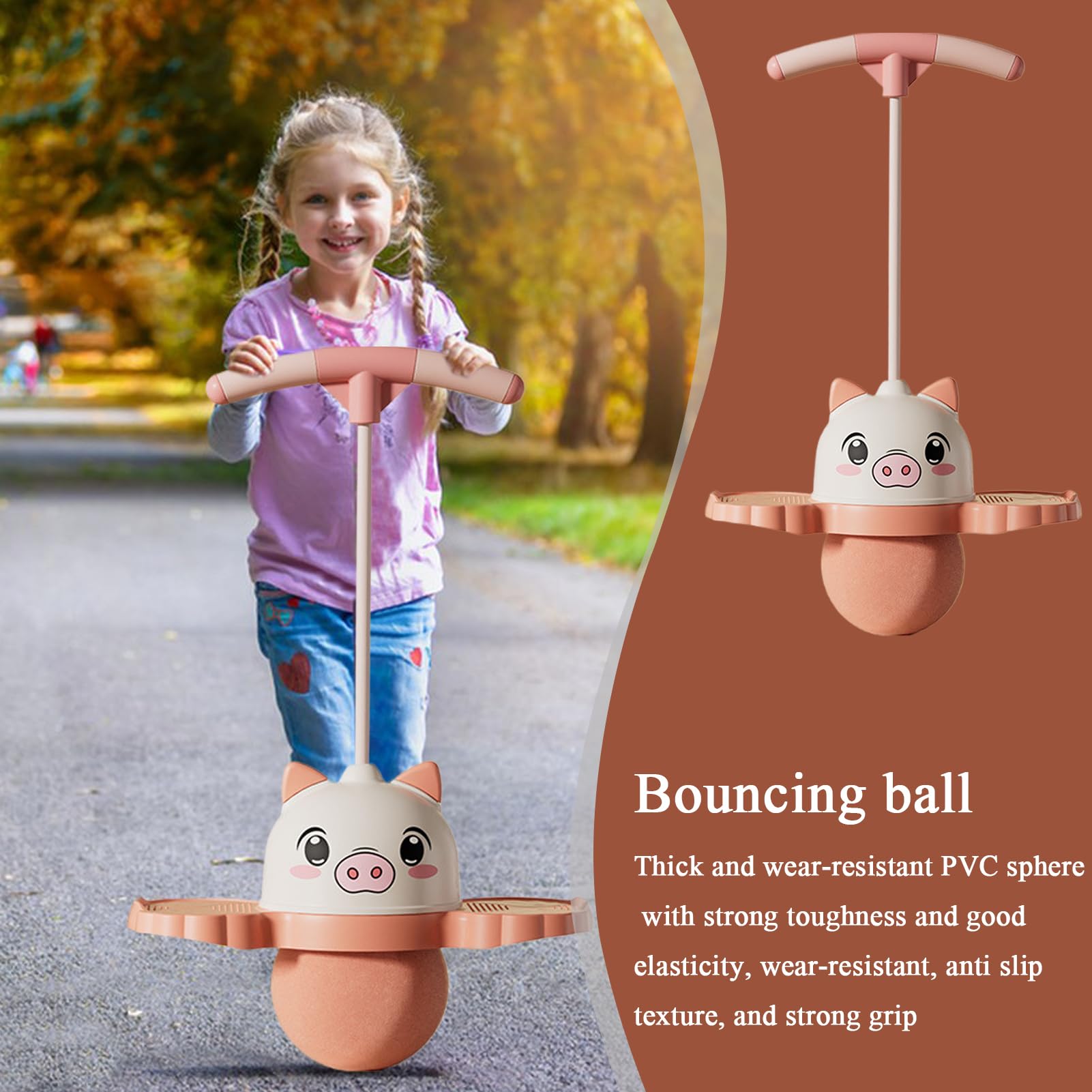 Pelota Saltarina con Asa Antideslizante con Dibujos De Animales | Creativo Animales de Dibujo Para Niños Juego Interior Exterior Ejercicio Equilibrio Coordinación Salto Entretenido
