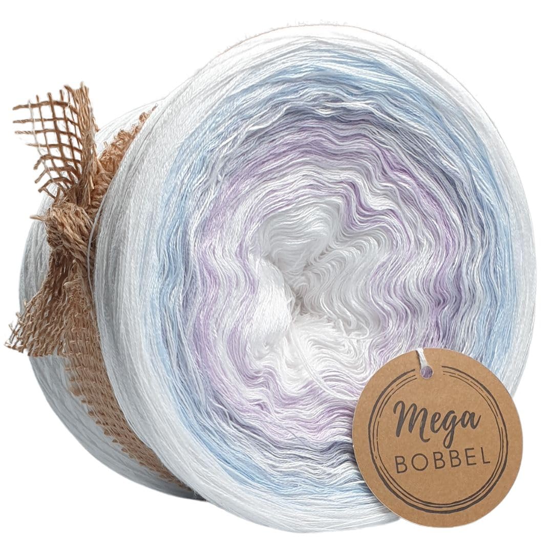 MegaBobbel*Wintermorgen*A101* Farbverlaufsgarn - Lace Garn Bobbel Wolle zum Häkeln & Stricken - 50% Baumwolle/50% Polyacryl (4 fädig, 3750m)