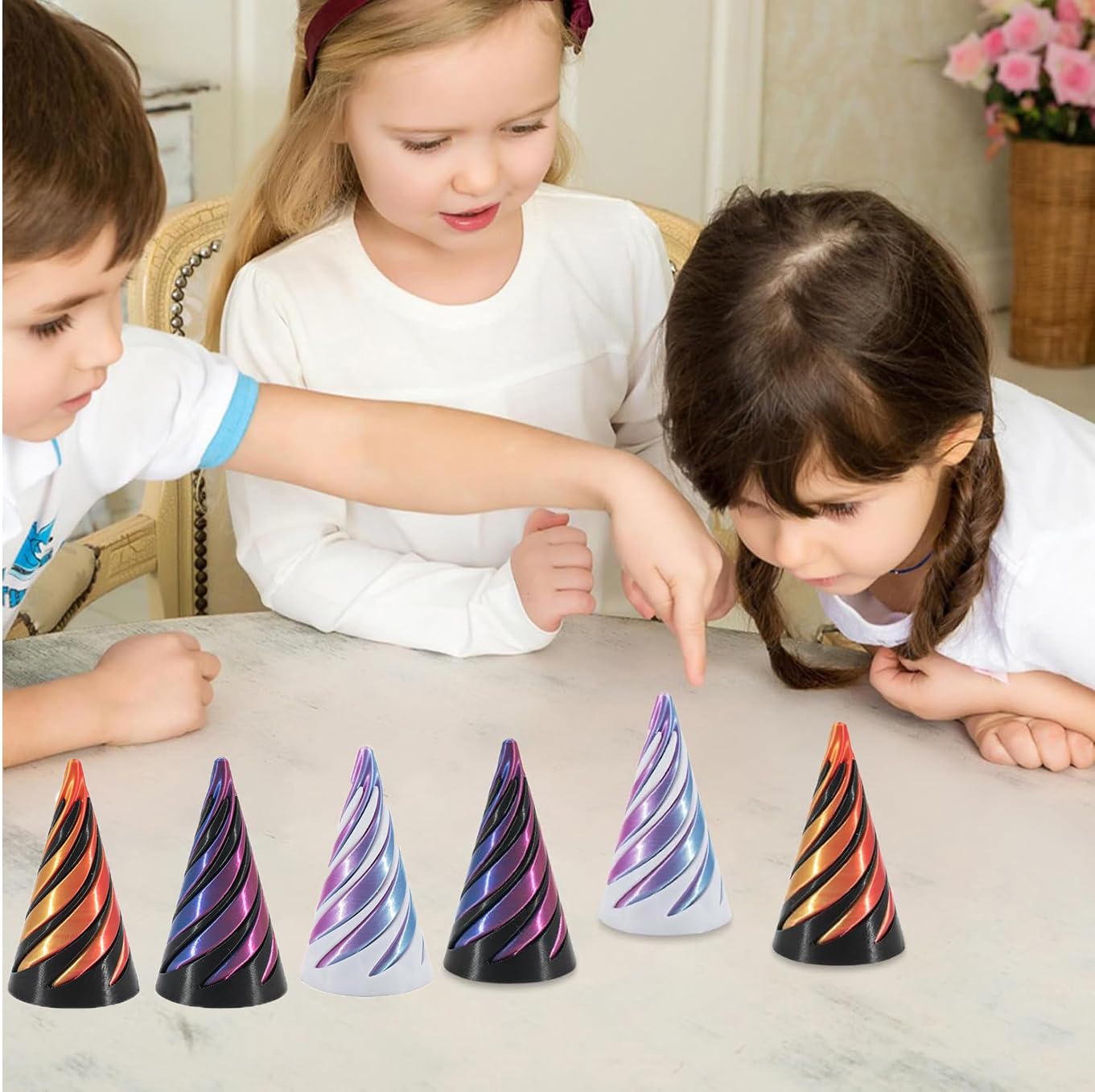 Bessy shop 3 Pcs Spiral Cone Fidget Toys,3D Printed Impossible Pyramid Passthrough Twisty Cones - Image 2