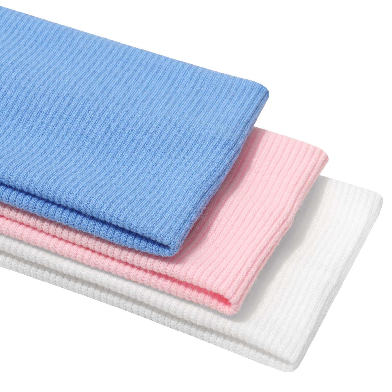 PROPOG Haarband Damen Sommer, Baumwolle Stirnband Antirutsch Haarbänder Elastisch Headband Schweiß Weich Hairband 3 Stück Haaraccessoires Damen für Yoga Workout Laufen (Weiß, Rosa, Hellblau)