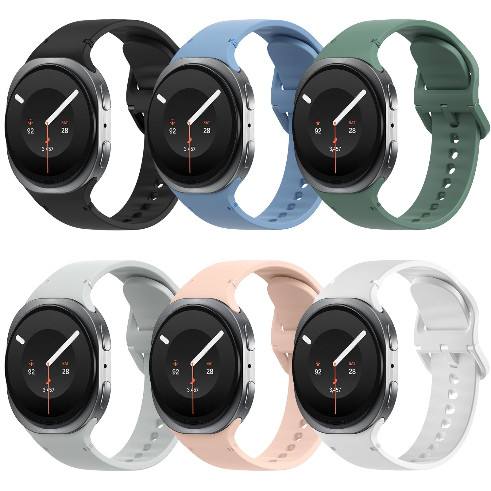 TiMOVO Band Compatible with Samsung Galaxy Watch 9 8 40mm 44mm/Classic 46mm | 6 Pack Galaxy Watch 8 Classic 46mm (2026/2025) Soft Silicone Replacement Sport Strap for Women Men, M/L