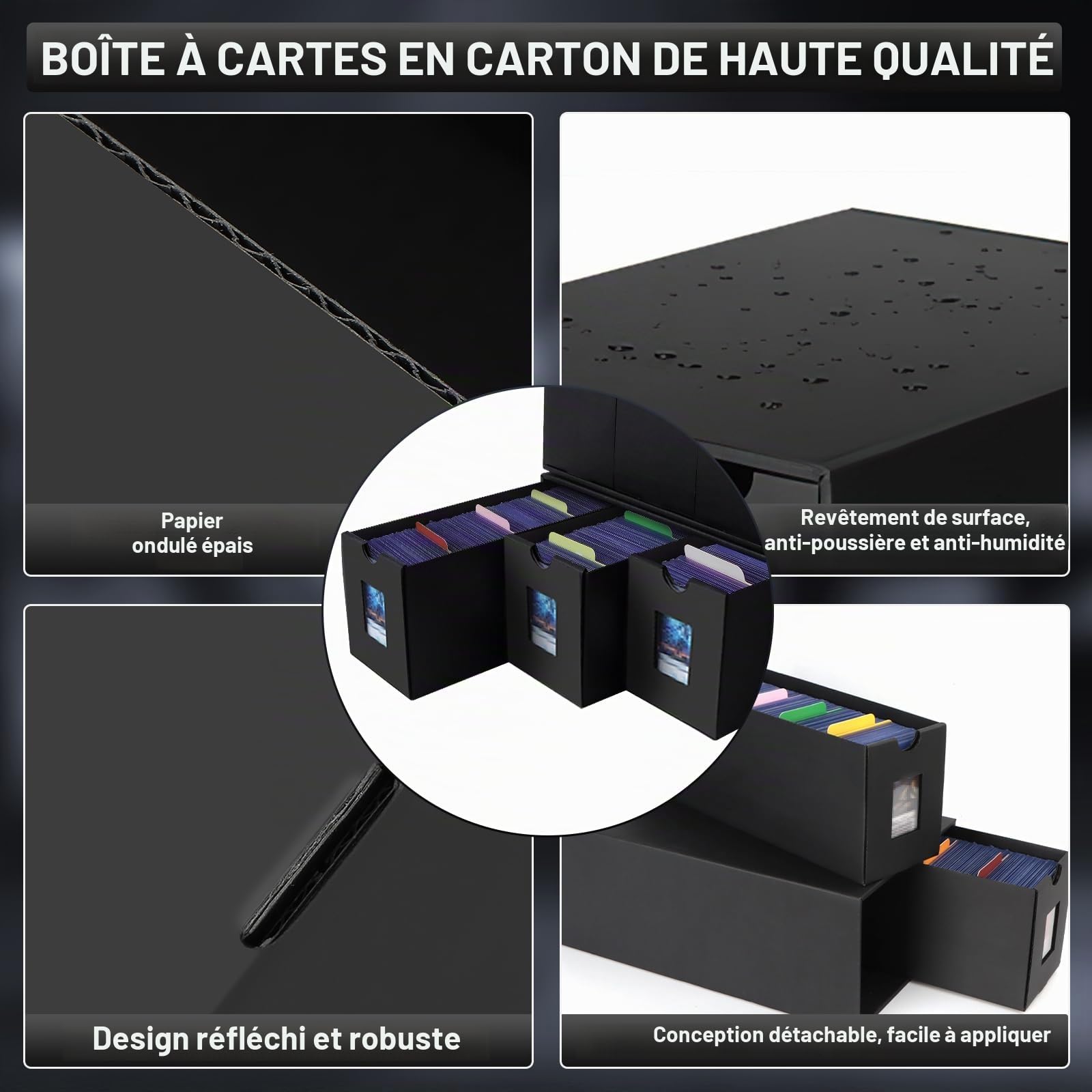 Boite Rangement Carte pour Plus de 10800 Cartes MTG, Deck Box Yugioh avec 72 Séparateurs et Étiquettes, Boite de Rangement Carte Assemblage Libre, Card Deck Box pour Magic TCG Sportive Cartes