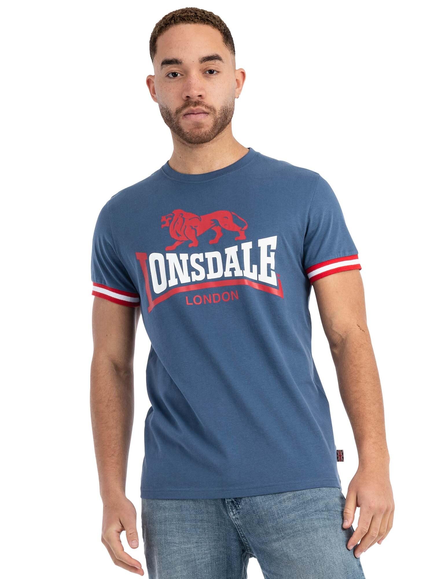 Lonsdale Men T-Shirt Kergord, Color:Navy/red/White, Size:3XL