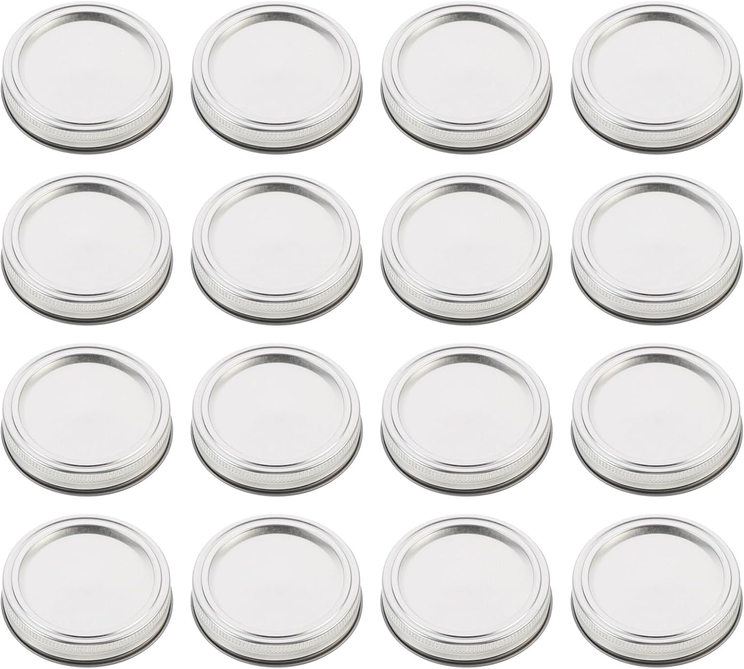 Split-type Tinplate Mason Jar Lids 70mm Standard Mouth Metal Sealing Covers 50pcs Silver round Rings for Home Canning and Food Storage