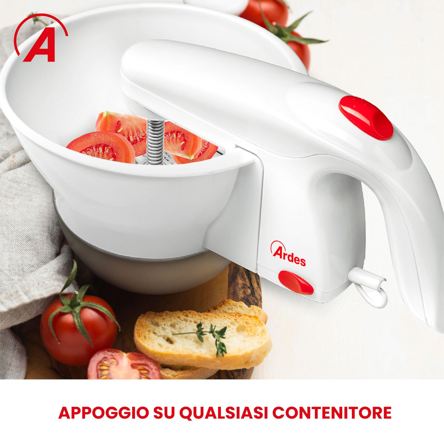 Ardes VEGGY Macchina Elettrica per Purè e Creme, 3 Dischi da Taglio in Acciaio Inox