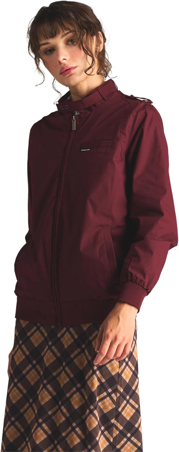 Members Only Women's Classic Iconic Racer Jacket | Slim Fit | Large Burgundy