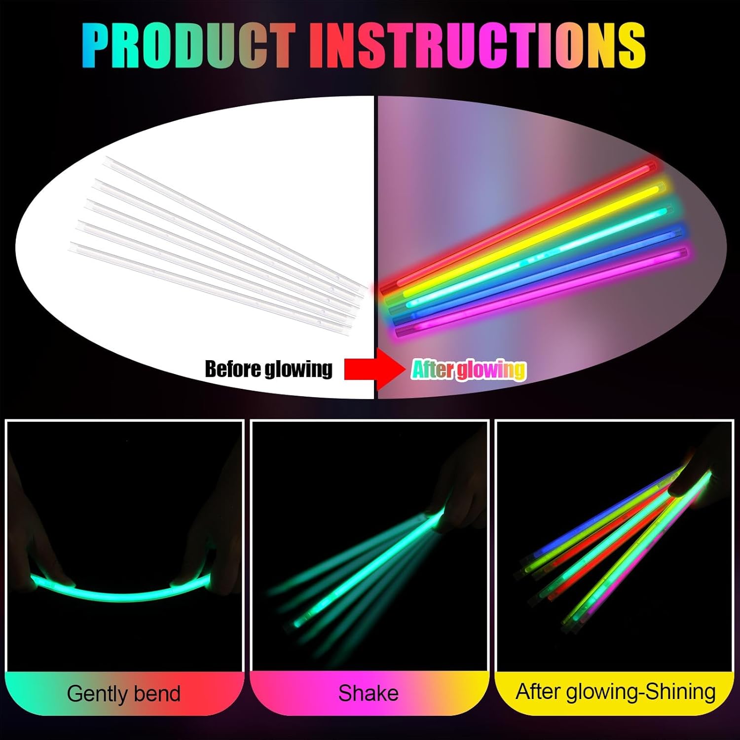 Didaey 150 Pcs Glow in the Dark Straws Glow Stick Plastic Assorted Colors Straws Neon Party Supplies for Cocktail Drinks, Bars, Restaurants Weddings Birthdays