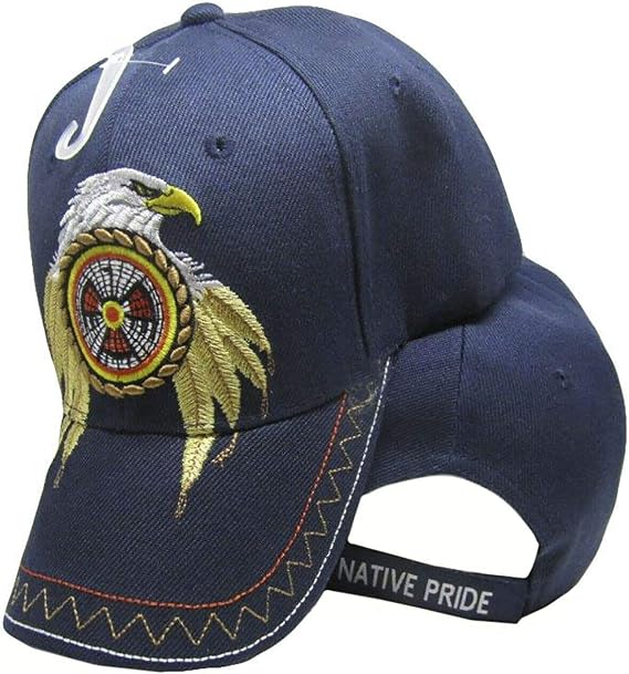 Trade Winds Native Pride Indian Eagle Feathers Dream Catcher Blue Embroidered Cap Hat