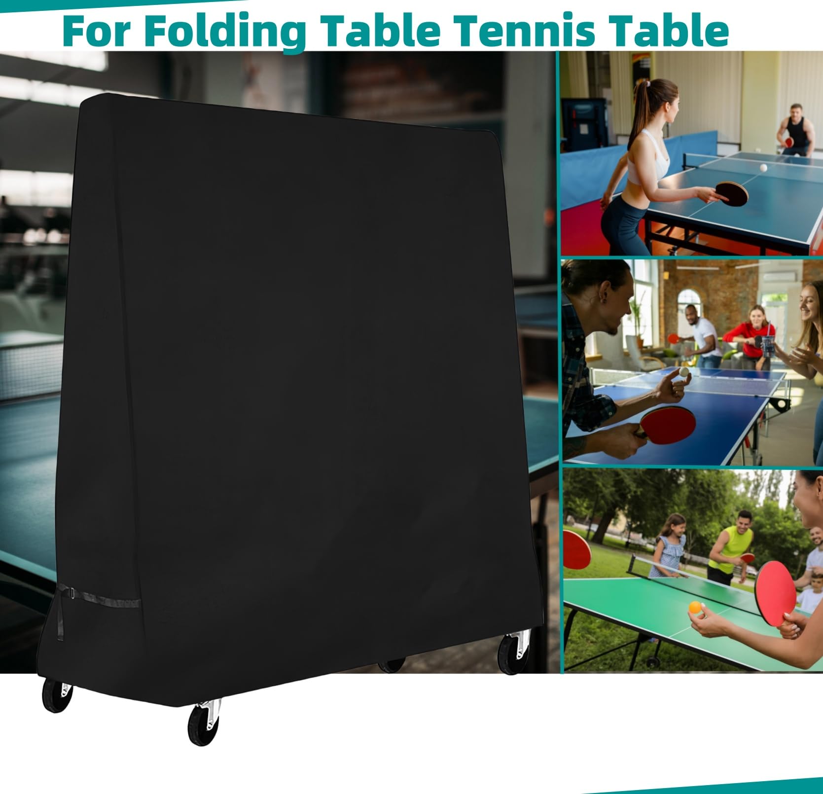 165×70×185cm Housse Table Ping Pong Exterieur, Oxford Bache Table Ping Pong Impermeable Resistant Aux Dechirures Resistant Aux Uv Coupe Vent Pour Exterieur Et Interieur Noir 89992865