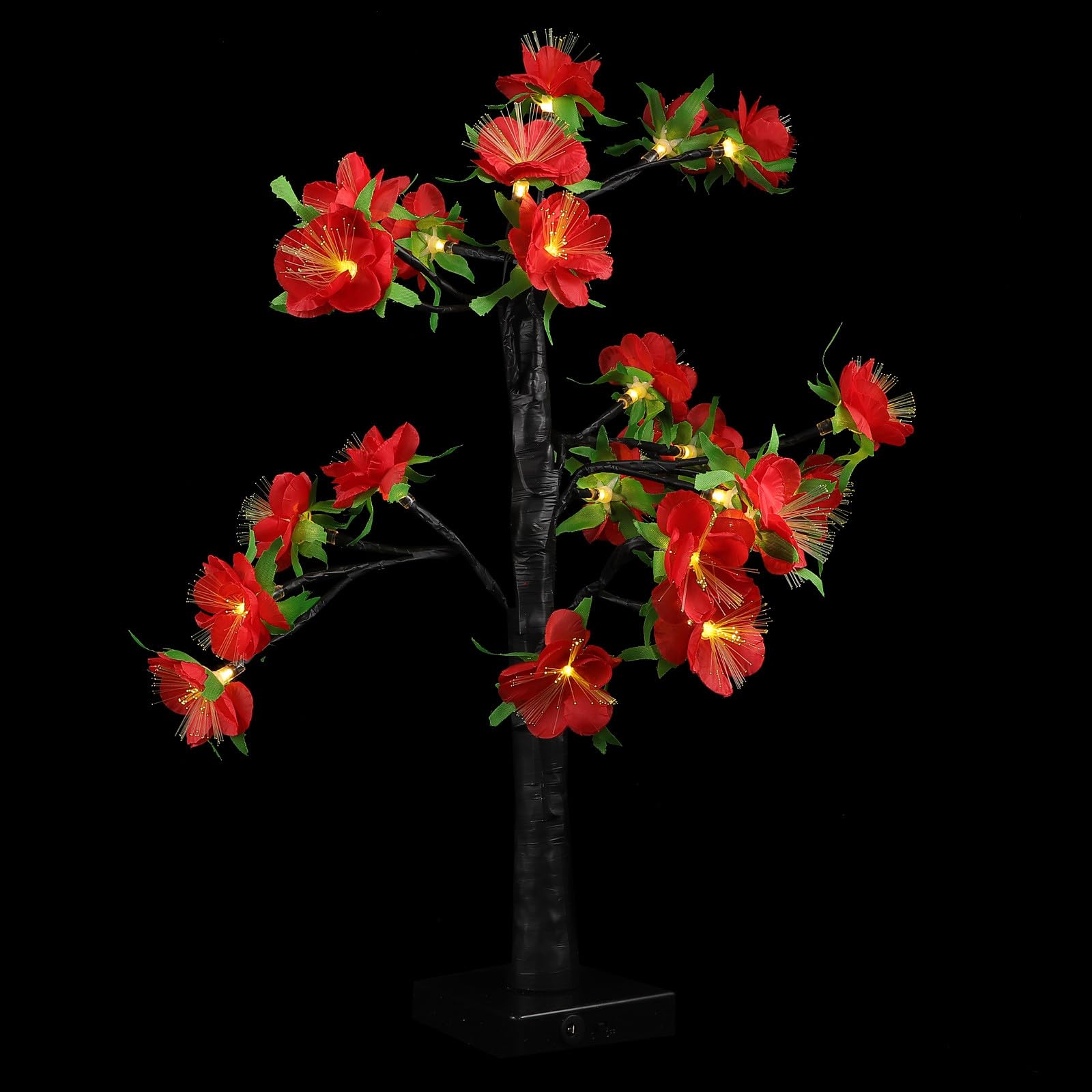 MERRYHAPY LED Flower Blossom Tree Night Lamp, 24-led Crimson
