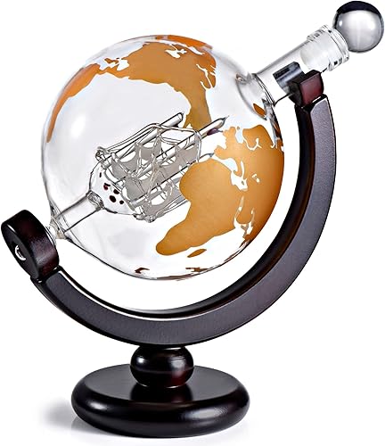 Juego de regalo de globo de whisky, bandeja de base rica, dispensador de whisky dorado, tapón hermético para vino, bourbon, brandy, jugo, agua,