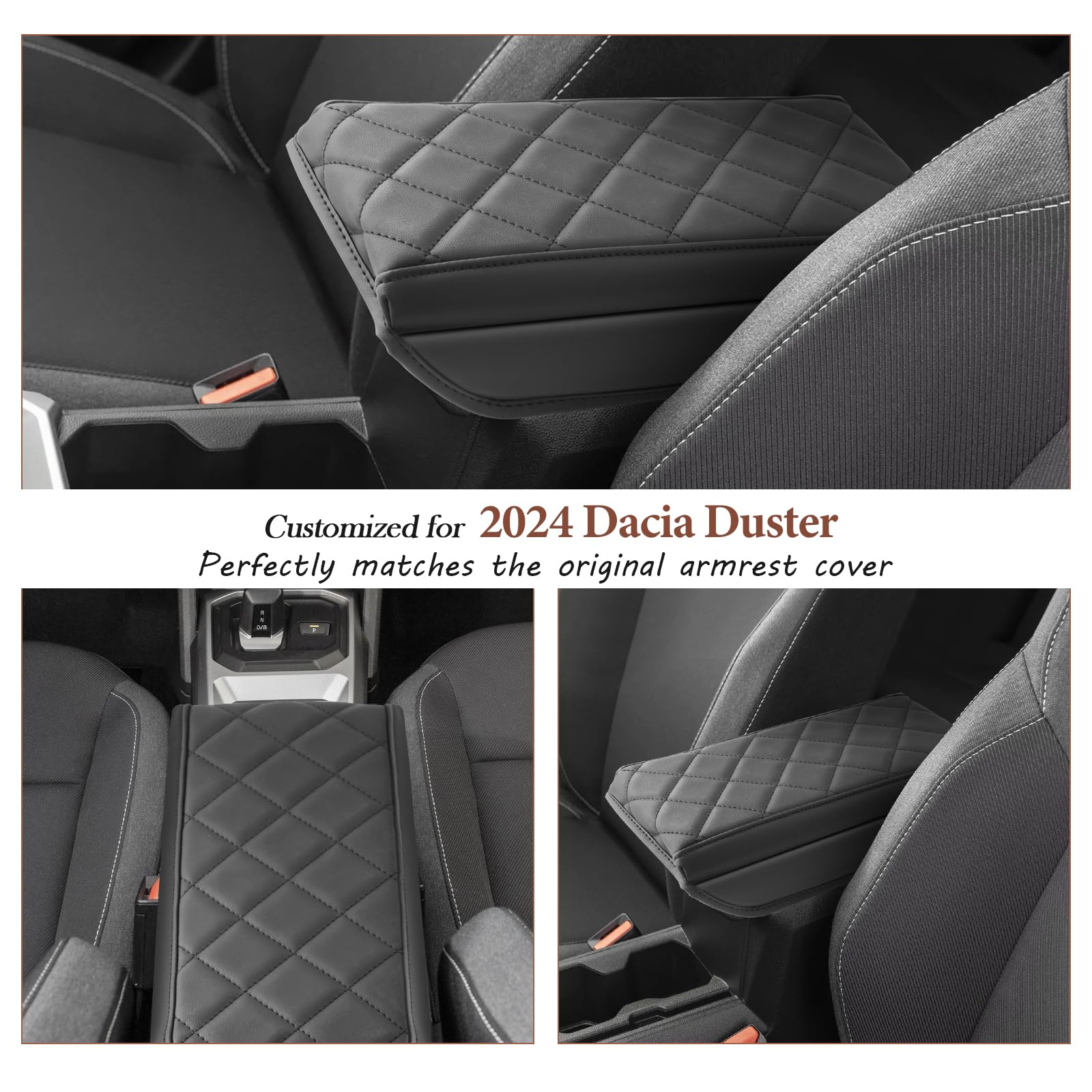 SKTU Housse d'accoudoir compatible avec Dacia Duster 3 2024 2025 avec rembourrage d'accoudoir en éponge plus épaisse