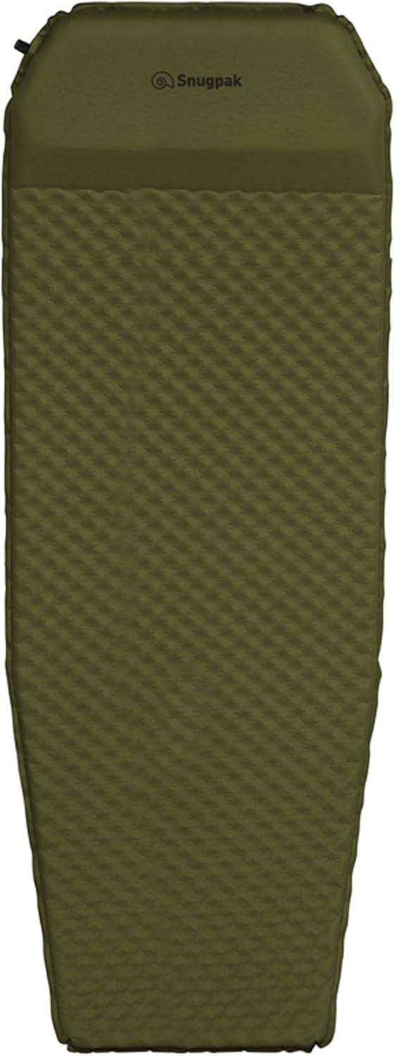 Snugpak Elite Oversized Self Inflating Mat with Built In Pillow and Non-Slip Bottom, Olive